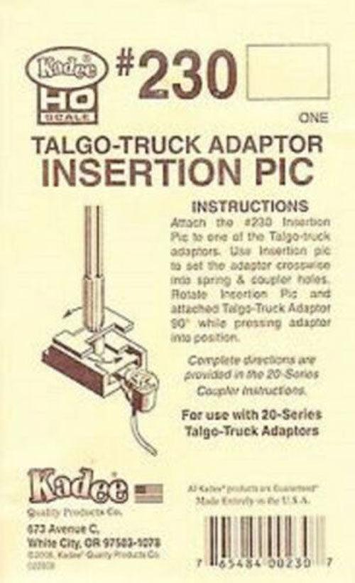 Kadee #230 HO Scale Talgo Adaptor Insertion Pic - PowerHobby