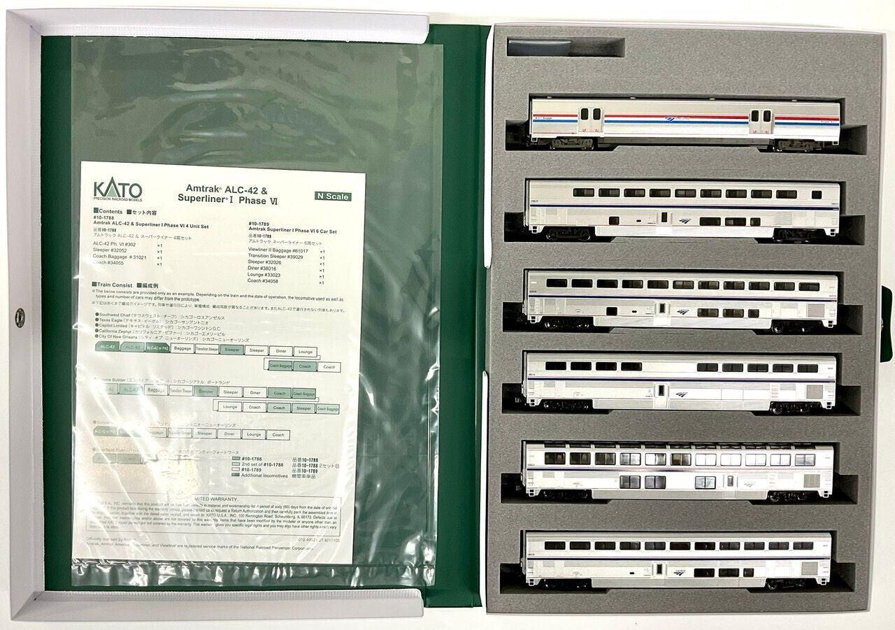 Kato N Scale 10-1789 Amtrak Superliner I Phase VI 6 Car Set w/Bookcase - PowerHobby