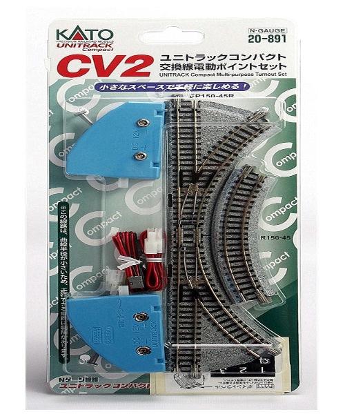 Kato N Scale 20891 CV-2 Unitrack Compact Multi-Purpose Turnout Set - PowerHobby