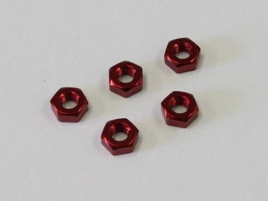 Kyosho 1-N3024A-R Nut (M3x2.4)(Aluminum/Red Anodized/5pieces) - PowerHobby