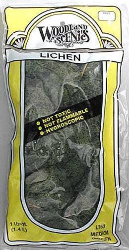 Woodland Scenics L163 N/HO Lichen Medium Green 1.5 Quarts Train Scenery - PowerHobby