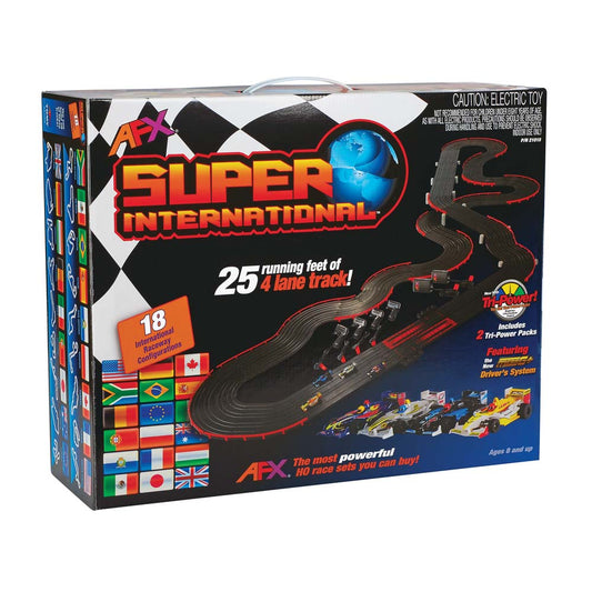 AFX 4 Lane Super International MegaG+ Ho Slot Car Race Set Mega G+ AFX21018 - PowerHobby