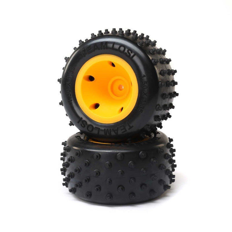 Losi LOS41031 6 Row Rear Tires Mounted Orange(2) Mini JRXT - PowerHobby