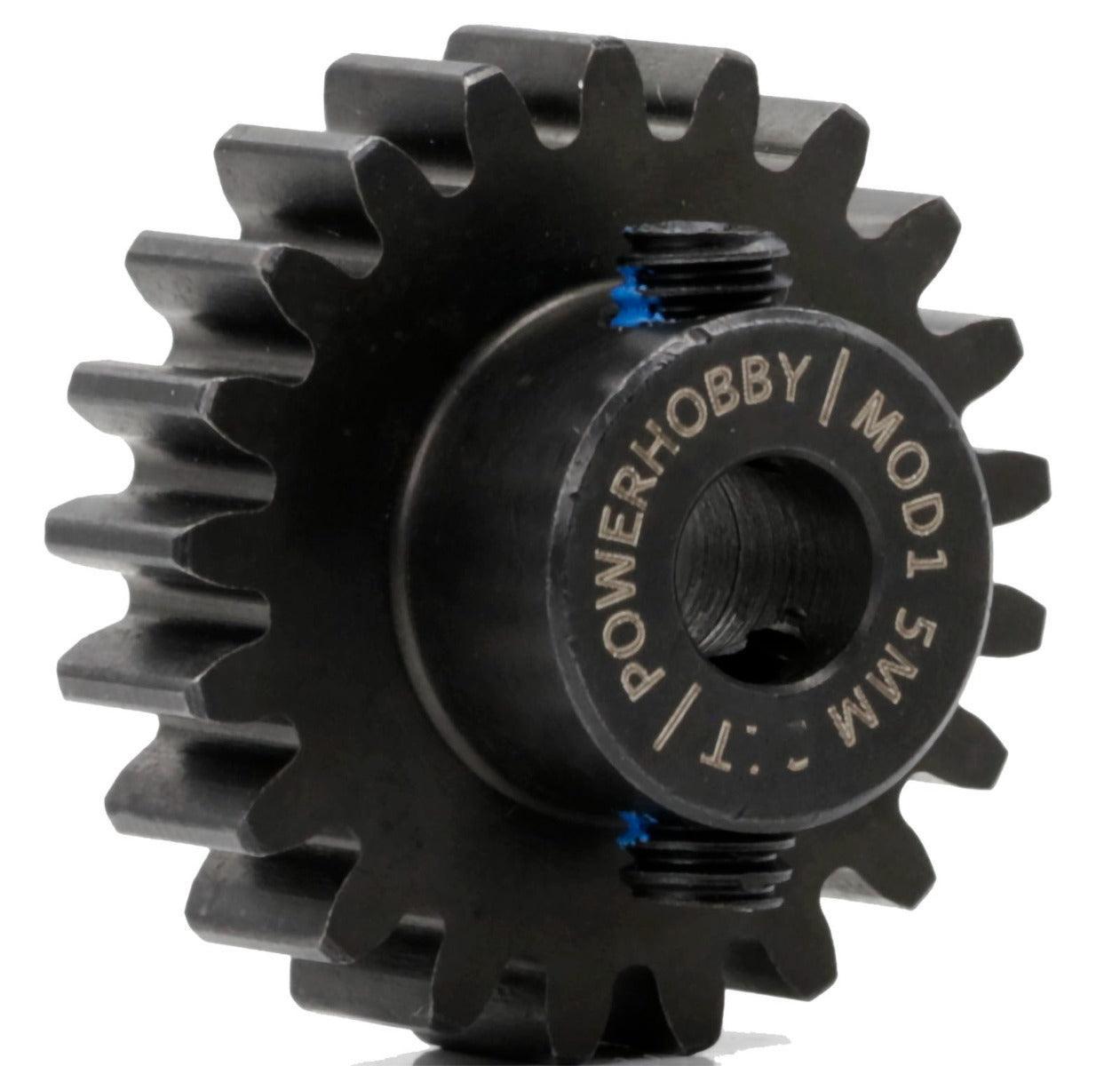 Powerhobby Hardened Steel 21T Mod1 5mm Pinion Gear Mod 1 Speed Run / Drag Racing - PowerHobby