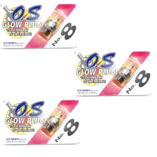 O.S. #8 Glow Plug Long Medium Air / Car OS 8 (3) - PowerHobby