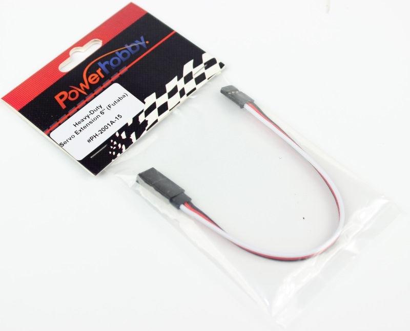 Powerhobby 6" Heavy Duty Servo Extension Wire Futaba Connector J 20AWG - PowerHobby