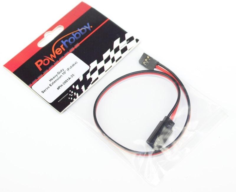 Powerhobby 10" Heavy Duty Servo Extension Wire Futaba Connector J 20AWG - PowerHobby