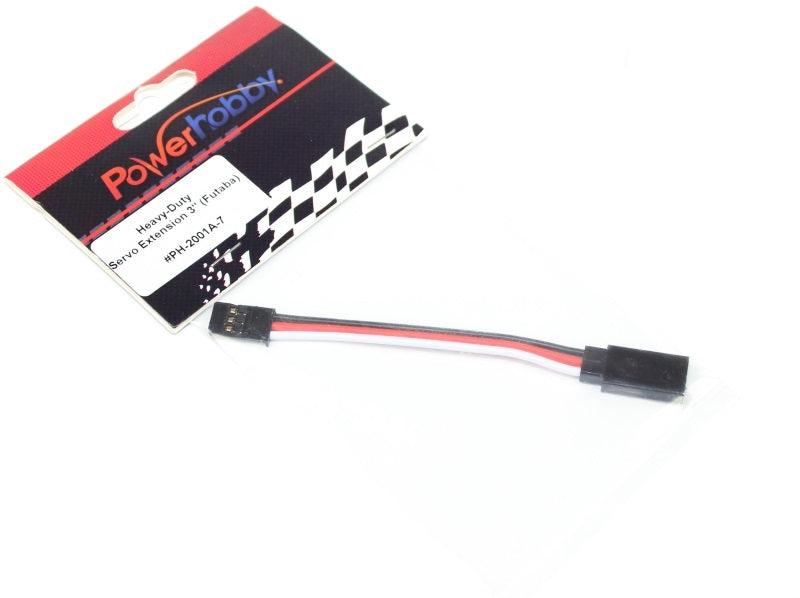 Powerhobby 3" Heavy Duty Servo Extension Wire Futaba Connector J 20AWG - PowerHobby