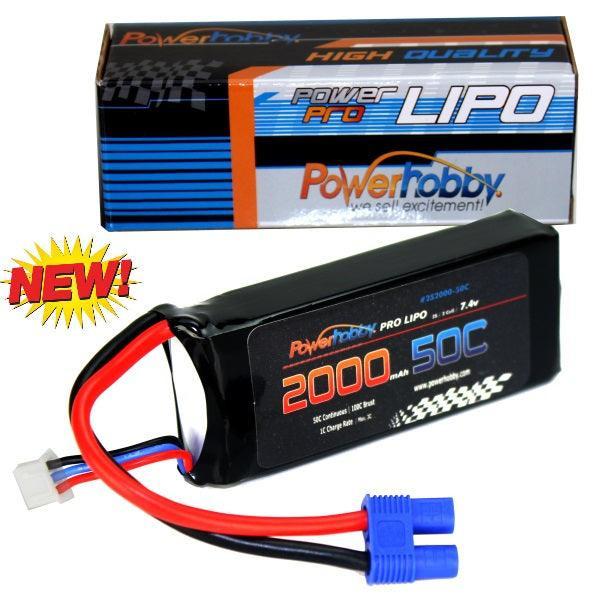 Powerhobby 2s 7.4V 2000mah 50c Lipo Battery with EC3 Plug - PowerHobby