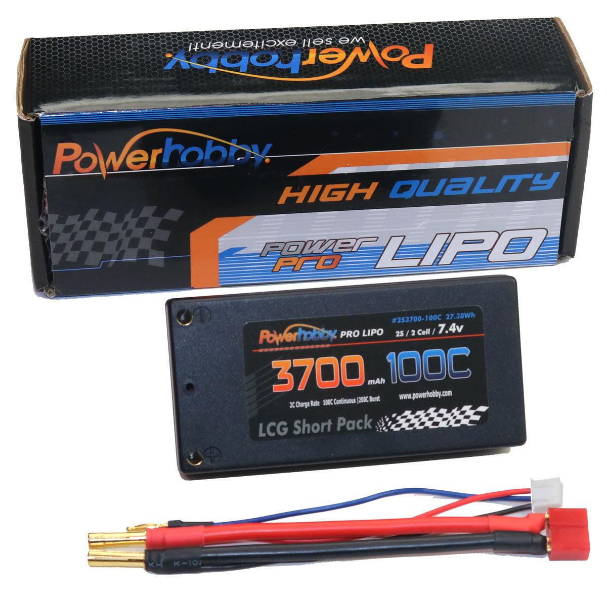 Powerhobby 2S 7.4V 3700mAh 100C SHORTY LITE Hardcase LiPo Battery w Deans - PowerHobby