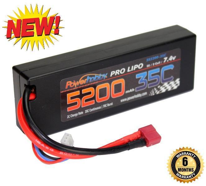 Powerhobby 2s 7.4v 5200mah 35c Lipo Battery w Deans Plug 2-Cell - PowerHobby