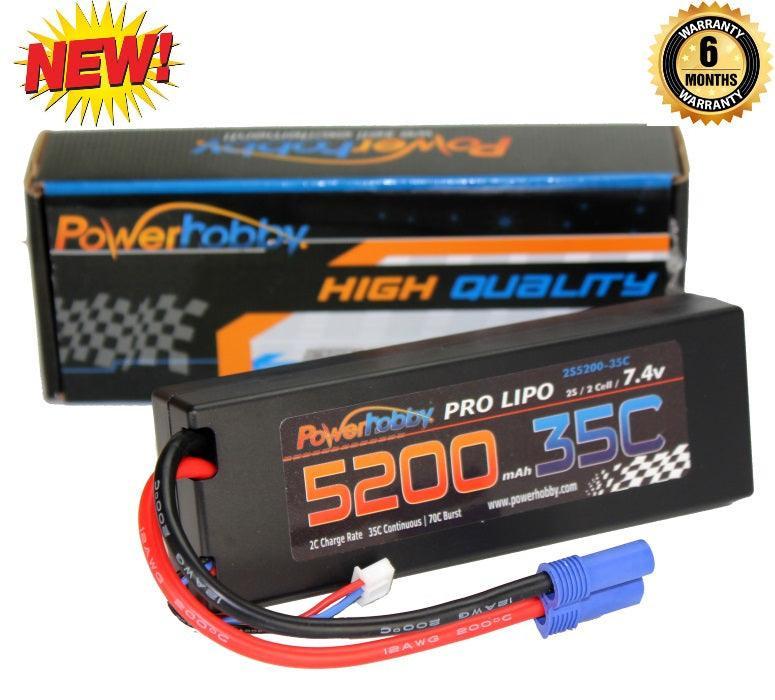 Hobbypower 5200mAh 7.4V 2S 50C LiPo Battery With XT90 Connector - Hardwired For RC Vehicles