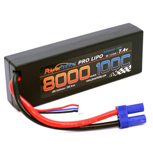 Powerhobby 2s 7.4V 8000mah 100c-200C Lipo Battery W EC5 Plug - PowerHobby