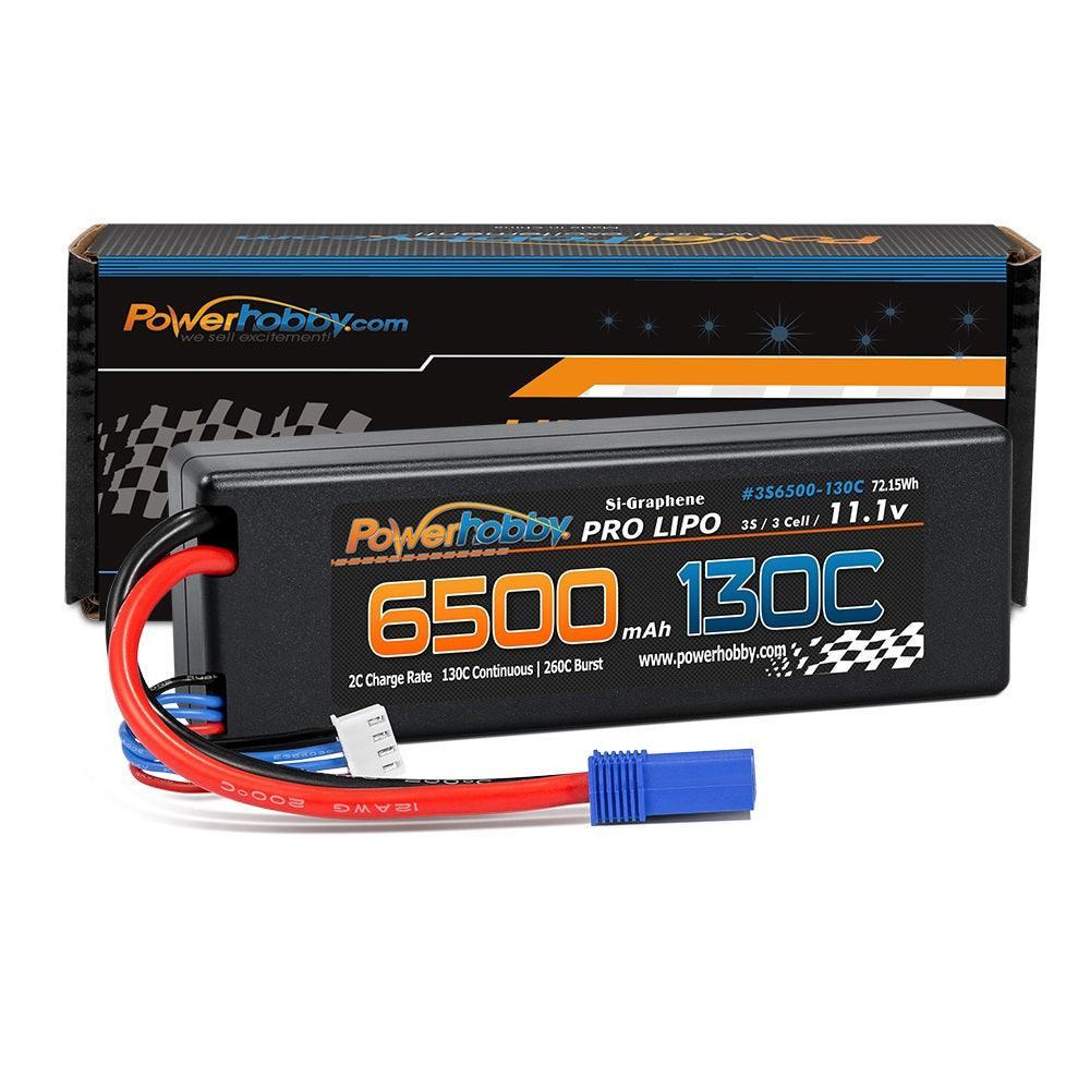 Powerhobby 3S 11.1V 6500mAh 130C Lipo Battery Pack w EC5 Connector Hard Case - PowerHobby