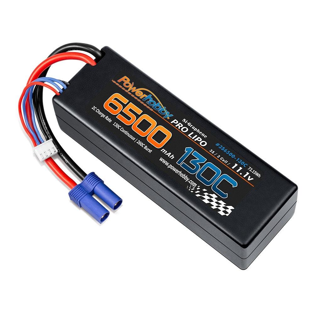 Powerhobby 3S 11.1V 6500mAh 130C Lipo Battery Pack w EC5 Connector Hard Case - PowerHobby