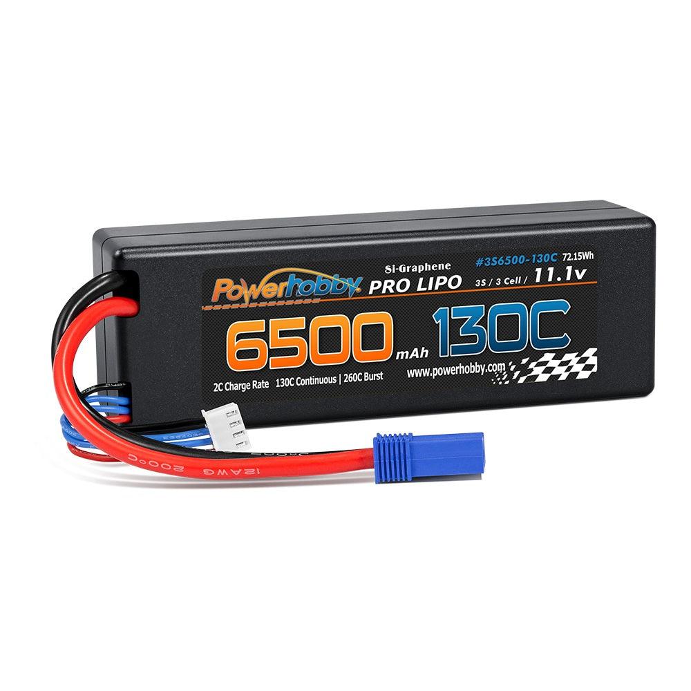 Powerhobby 3S 11.1V 6500mAh 130C Lipo Battery Pack w EC5 Connector Hard Case - PowerHobby