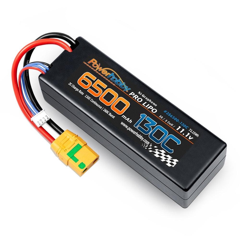 Powerhobby 3S 11.1V 6500mAh 130C Lipo Battery Pack w XT90 Connector Hard Case - PowerHobby