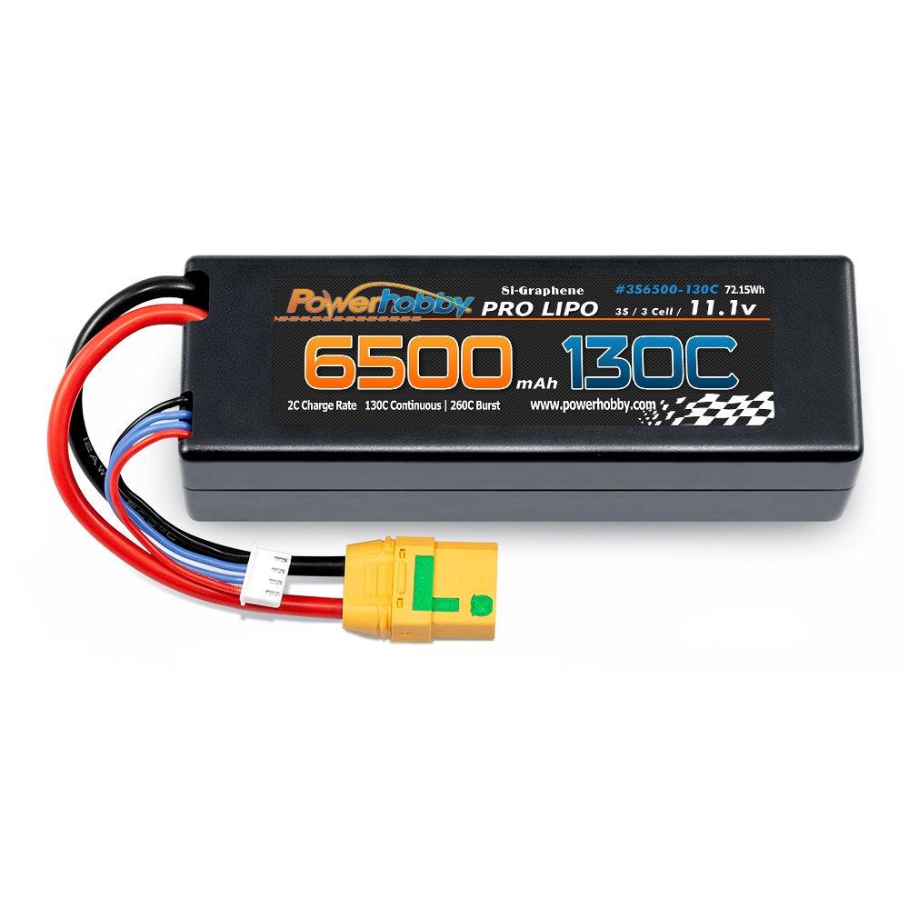 Powerhobby 3S 11.1V 6500mAh 130C Lipo Battery Pack w XT90 Connector Hard Case - PowerHobby