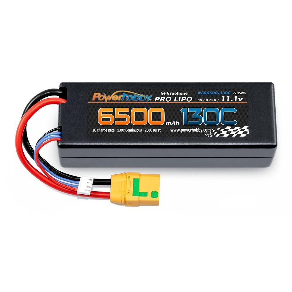 Powerhobby 3S 11.1V 6500mAh 130C Lipo Battery Pack w XT90 Connector Hard Case - PowerHobby