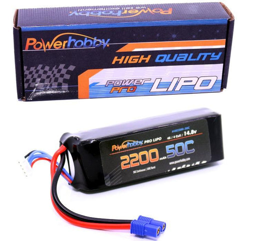 Powerhobby 4s 14.8v 2200mah 50c Lipo Battery w EC3 Plug 4-Cell - PowerHobby