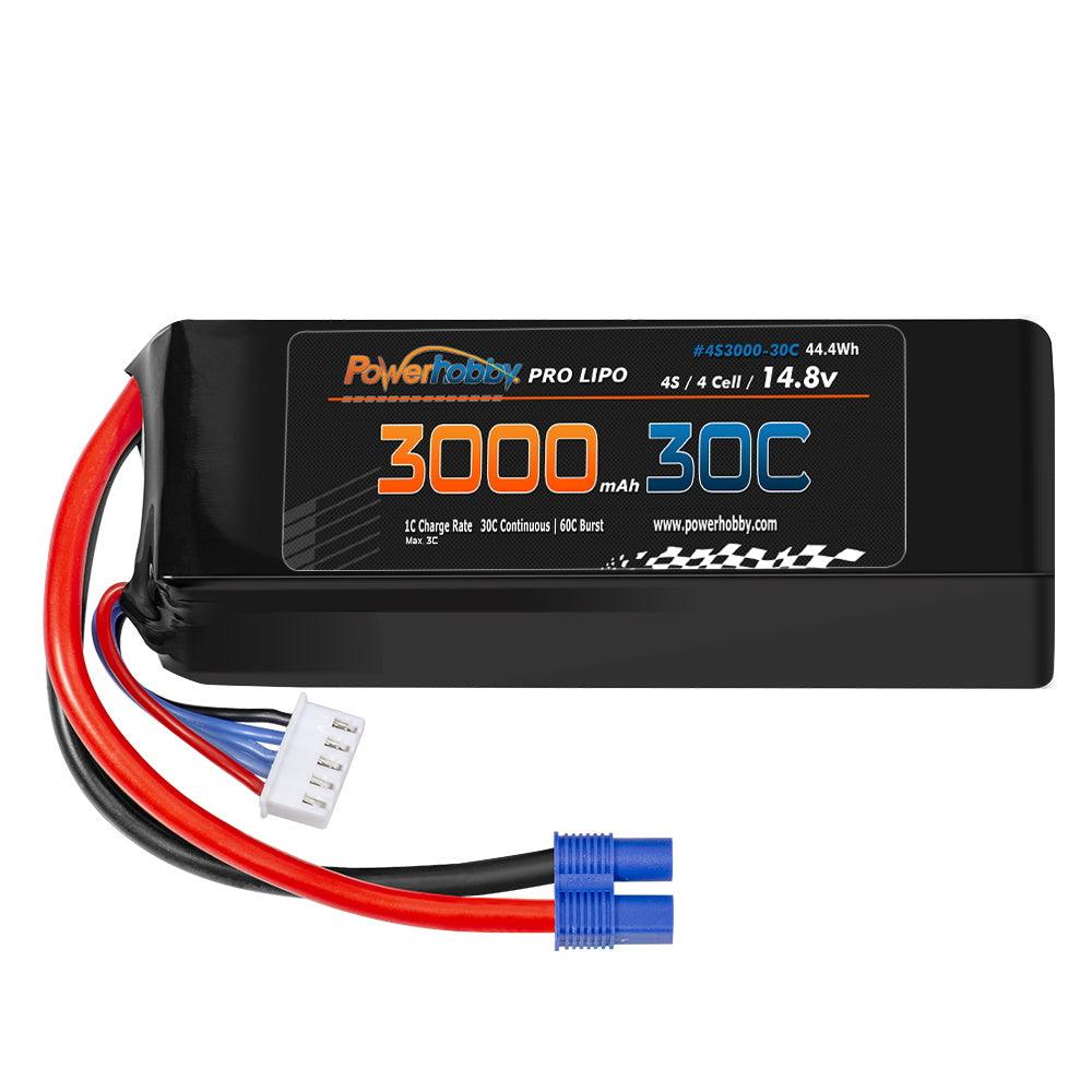 Powerhobby 4s 14.8v 3000mah 30C-60C Lipo Battery w EC3 Plug 4-Cell - PowerHobby