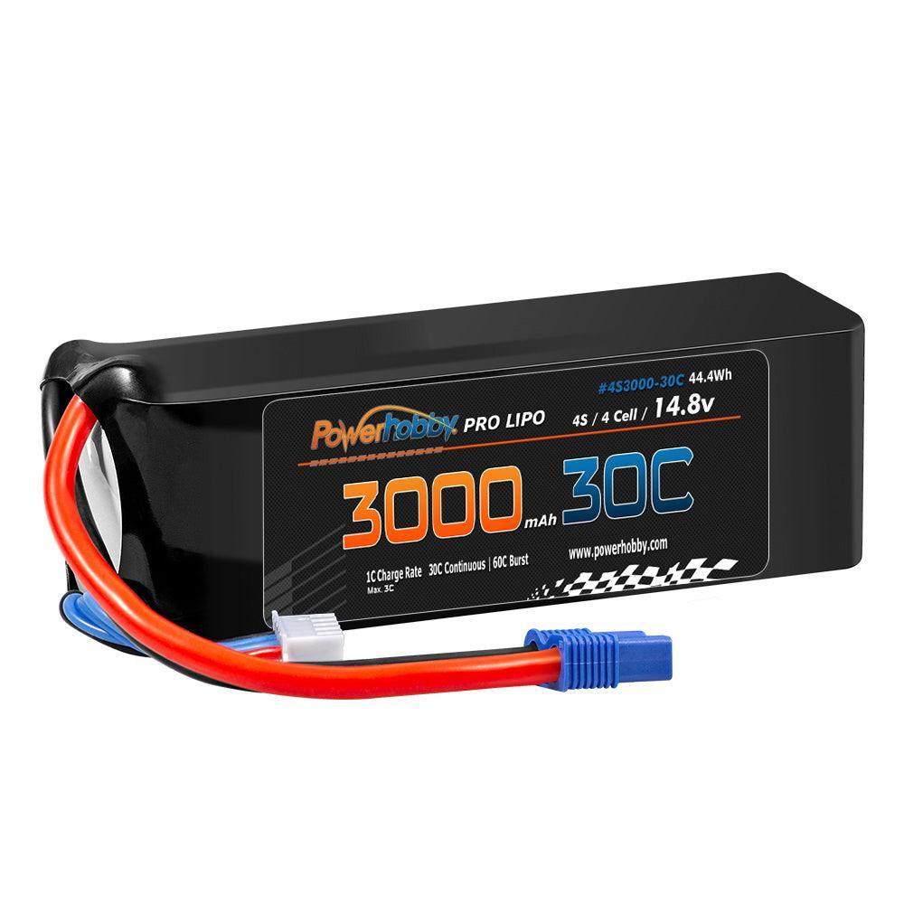 Powerhobby 4s 14.8v 3000mah 30C-60C Lipo Battery w EC3 Plug 4-Cell - PowerHobby