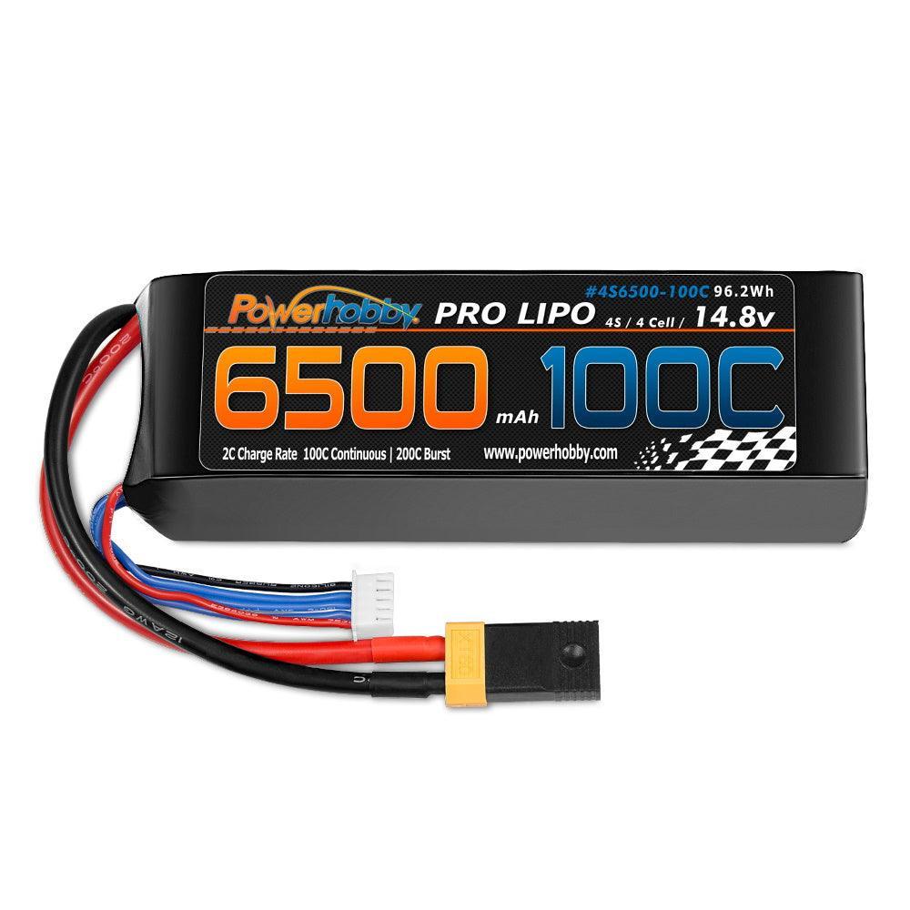 Powerhobby 4s 14.8v 6500mah 100c Lipo Battery w XT60 Plug + Adapter - PowerHobby