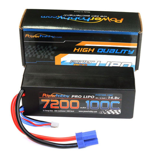 Powerhobby 4s 14.8v 7200mah 100c Lipo Battery w EC5 Plug Hard Case 4-Cell - PowerHobby