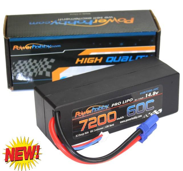PowerHobby 4S 14.8V 7200mAh 60C-120C Lipo Battery EC5 Plug 4-Cell Hard Case - PowerHobby