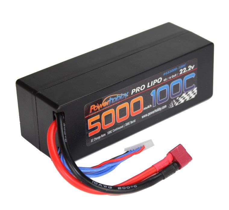 Powerhobby 6s 22.2v 5000mah 100c Lipo Battery w Deans Plug Hard Case 6-Cell - PowerHobby