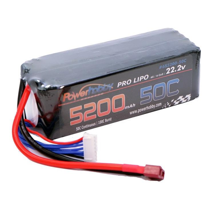Powerhobby 6S 22.2V 5200mAh 50C Lipo Battery w Deans Plug 6-cell - PowerHobby