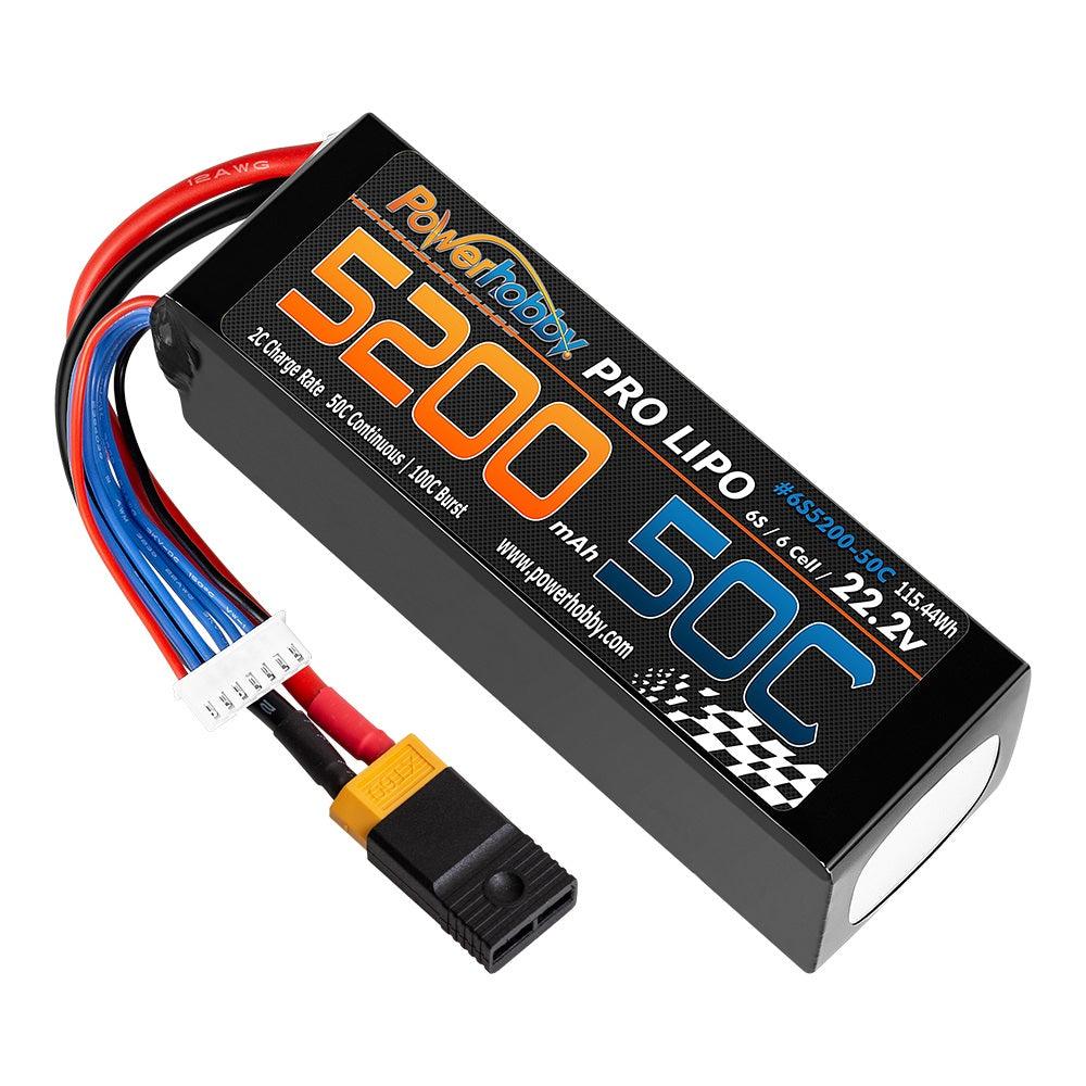 Powerhobby 6S 22.2V 5200mAh 50C Lipo Battery w xt60 Plug + Adapter - PowerHobby