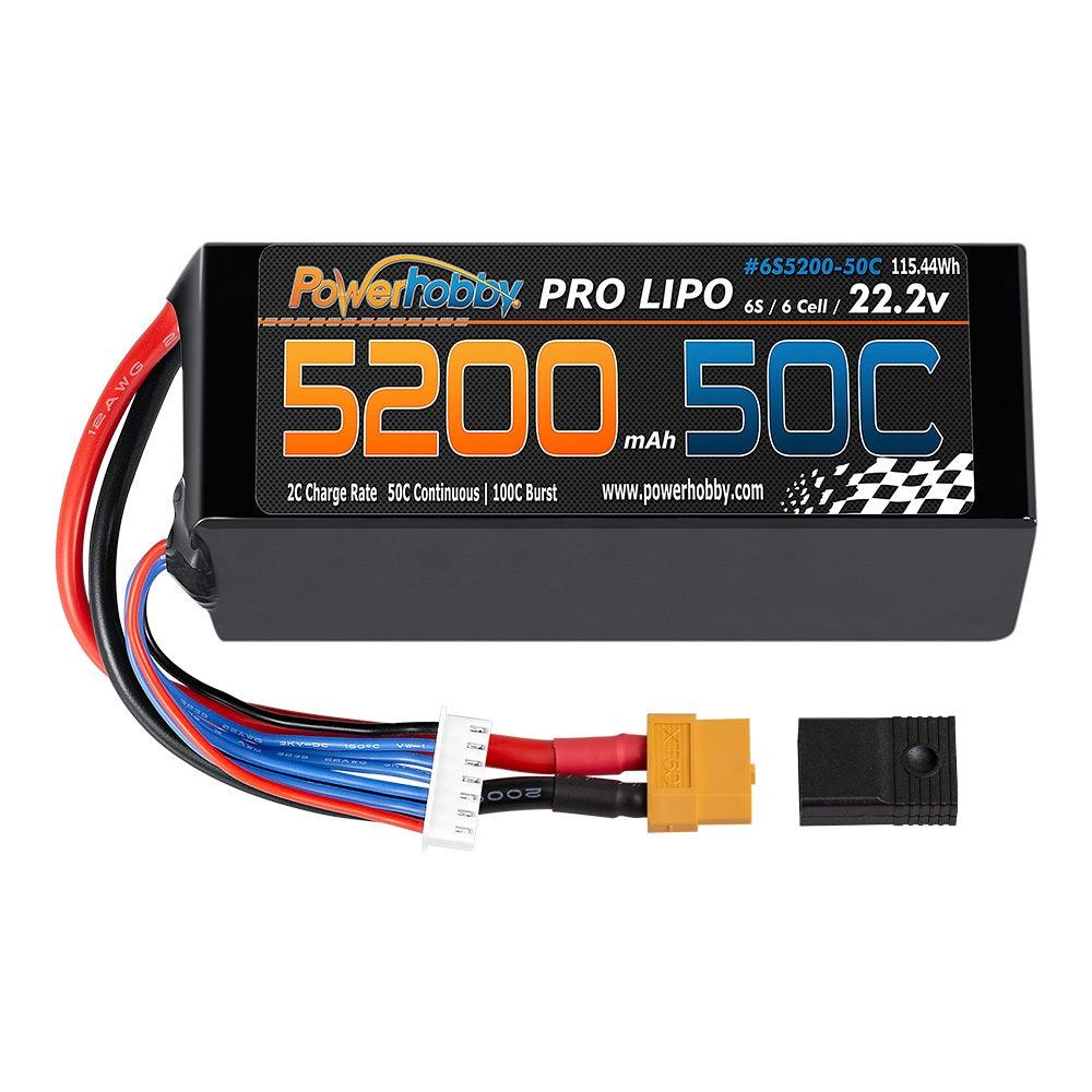 Powerhobby 6S 22.2V 5200mAh 50C Lipo Battery w xt60 Plug + Adapter - PowerHobby