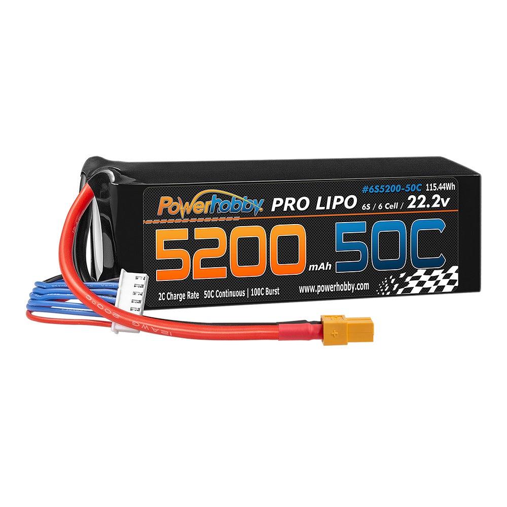 Powerhobby 6S 22.2V 5200mAh 50C Lipo Battery w xt60 Plug + Adapter - PowerHobby