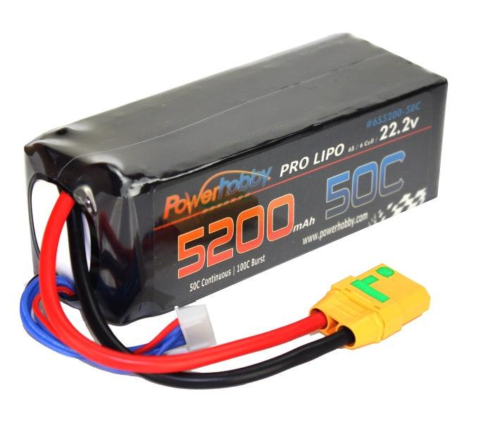 Powerhobby 6S 22.2V 5200mAh 50C Lipo Battery w XT90 Plug Soft Case - PowerHobby