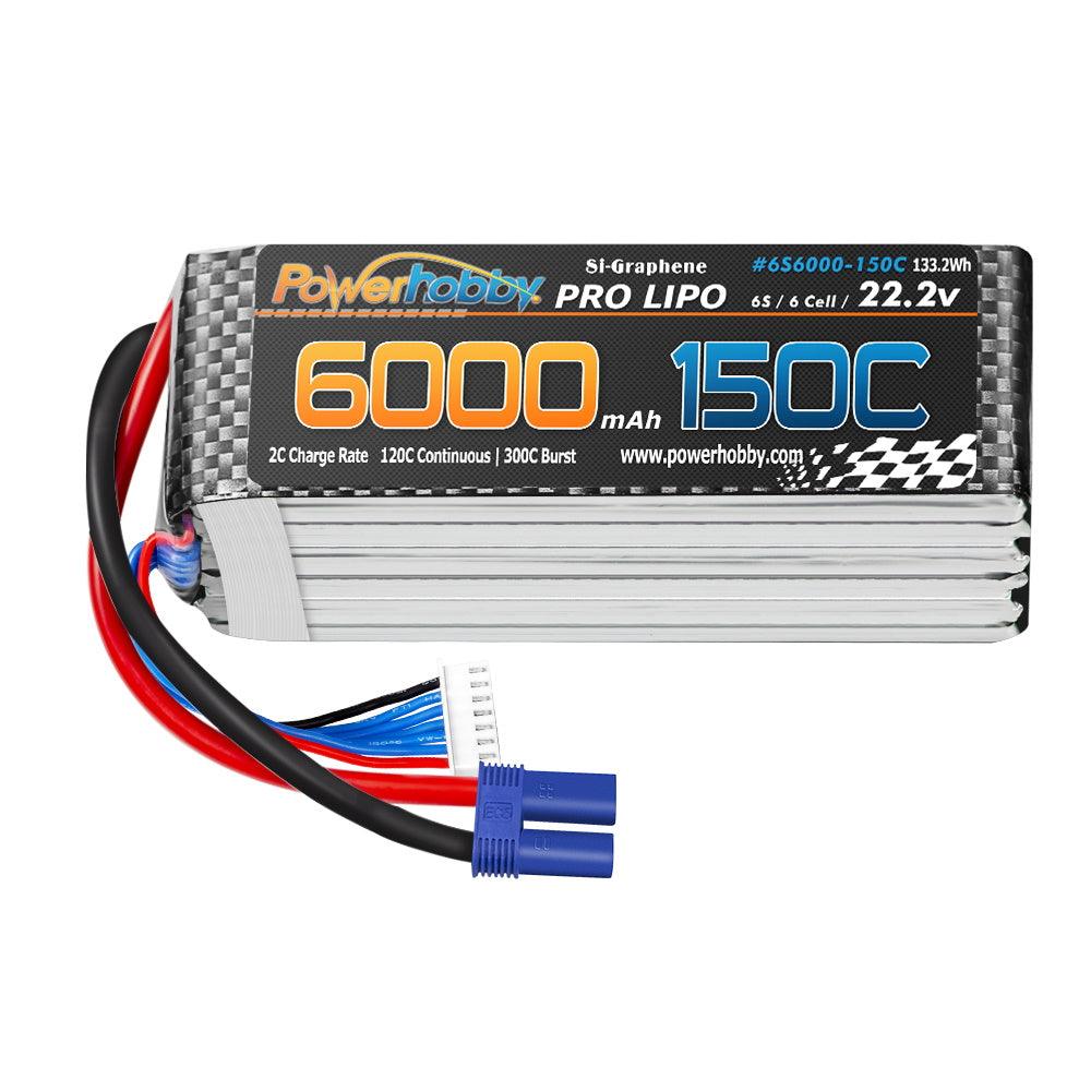 Powerhobby XTREME 6s 22.2V 6000mah 150C-300C Lipo Battery With EC5 Plug 6-Cell - PowerHobby