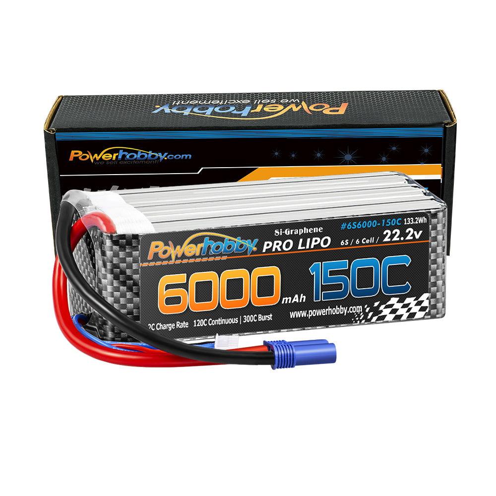 Powerhobby XTREME 6s 22.2V 6000mah 150C-300C Lipo Battery With EC5 Plug 6-Cell - PowerHobby