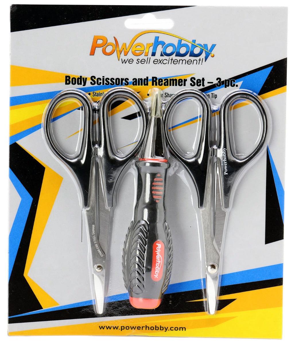 Powerhobby RC Body Tools Reamer & Scissors Set Curved Straight - PowerHobby