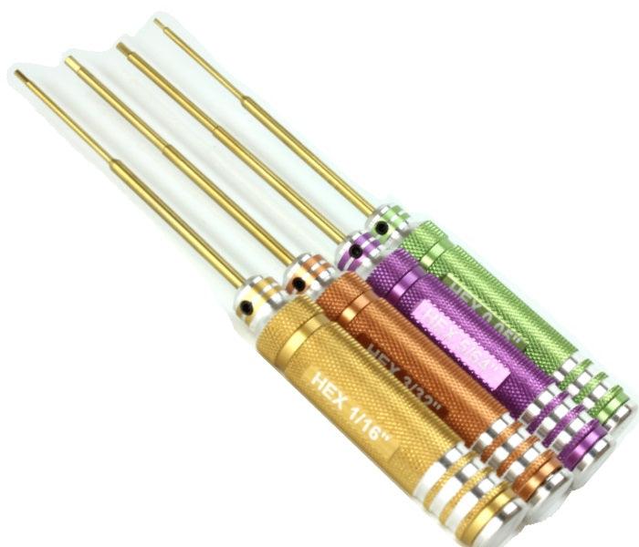 Powerhobby Standard Hex Driver Wrench Set Magnetic (4) (0.05, 1/16, 5/64, 3/32) - PowerHobby