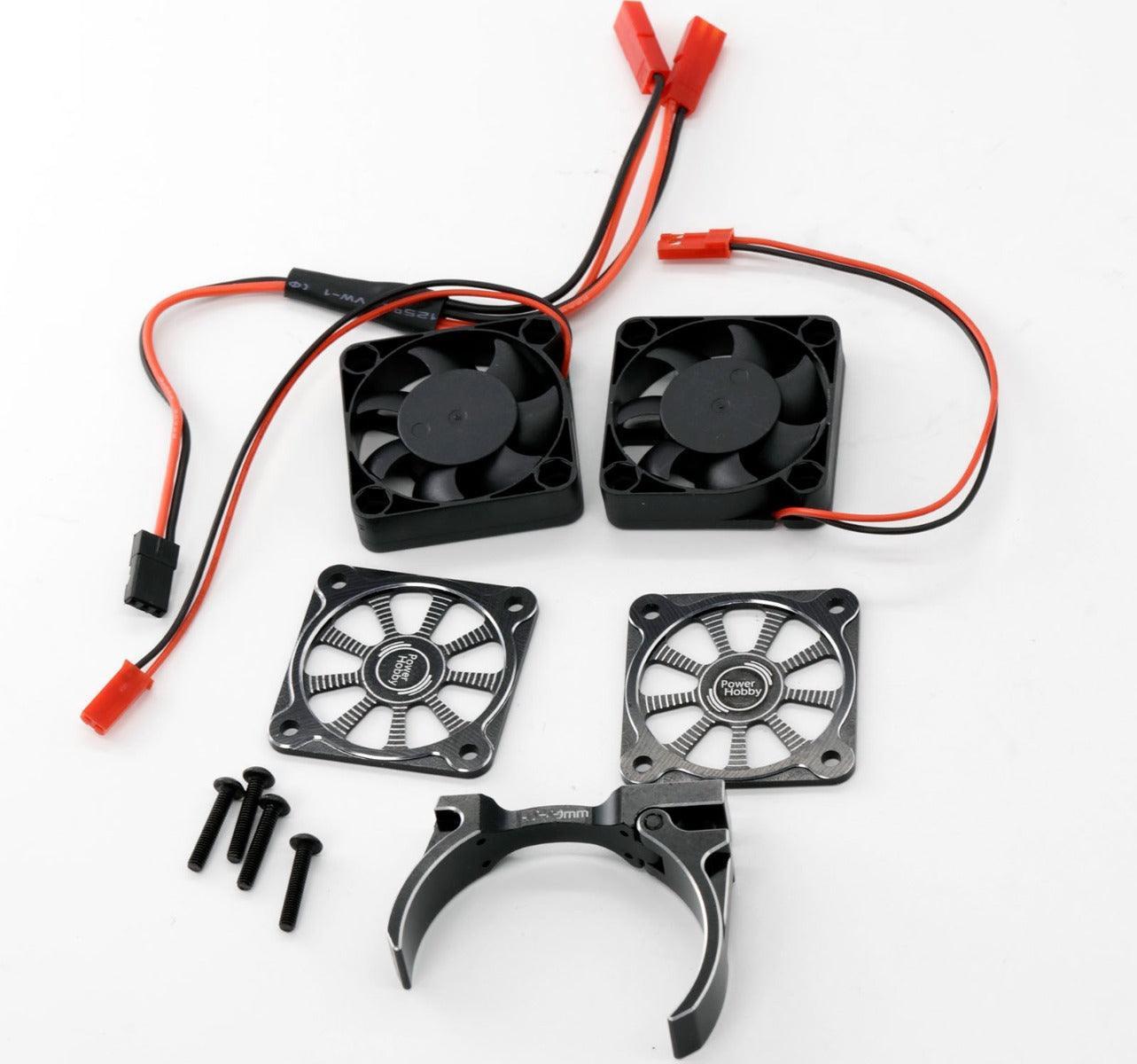 Powerhobby 1/5 Aluminum Heatsink Dual High Speed Cooling Fans w/Cover Black - PowerHobby