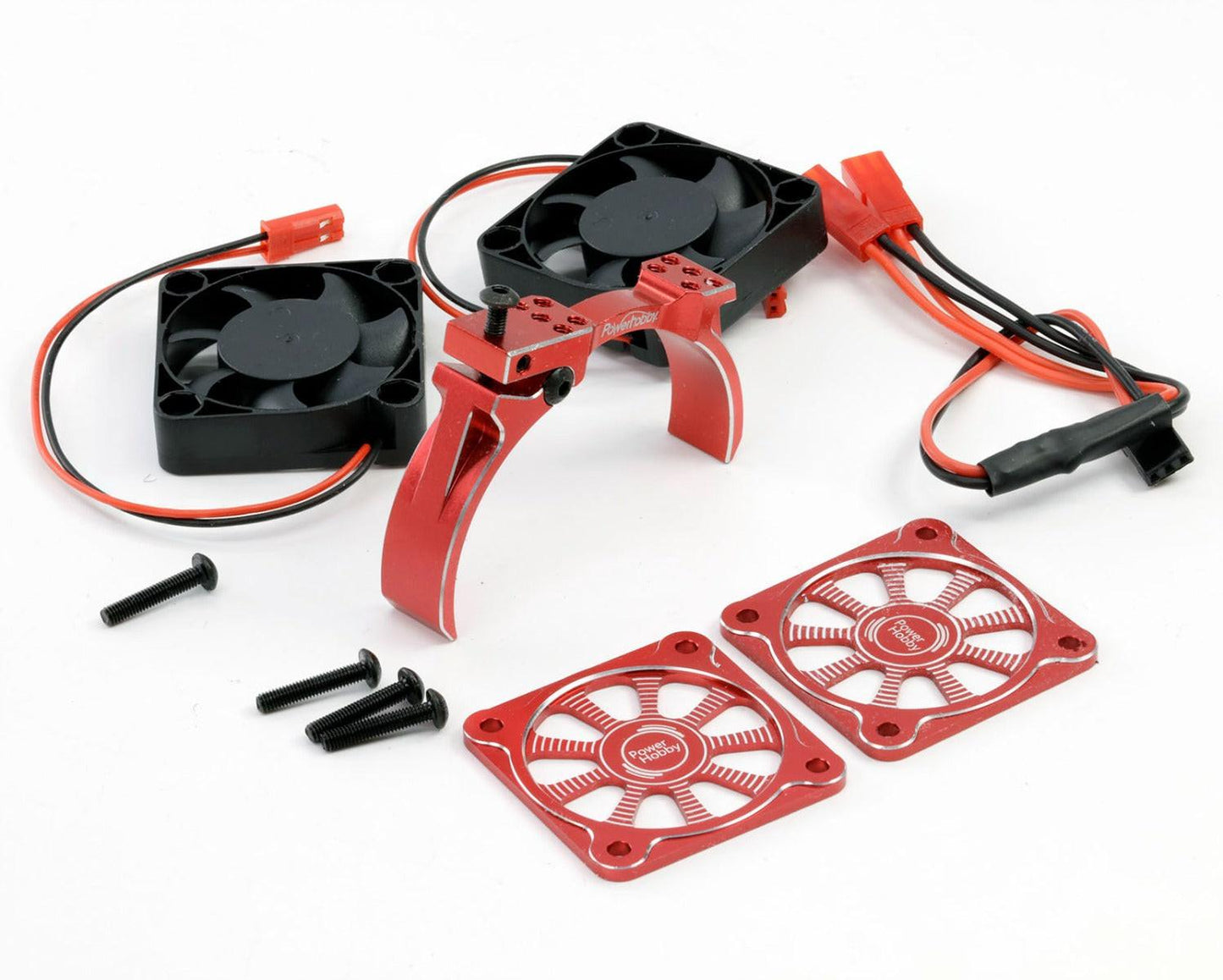 Powerhobby Aluminum Dual High Speed Cooling Fans RED FOR 1/5 Motor - PowerHobby
