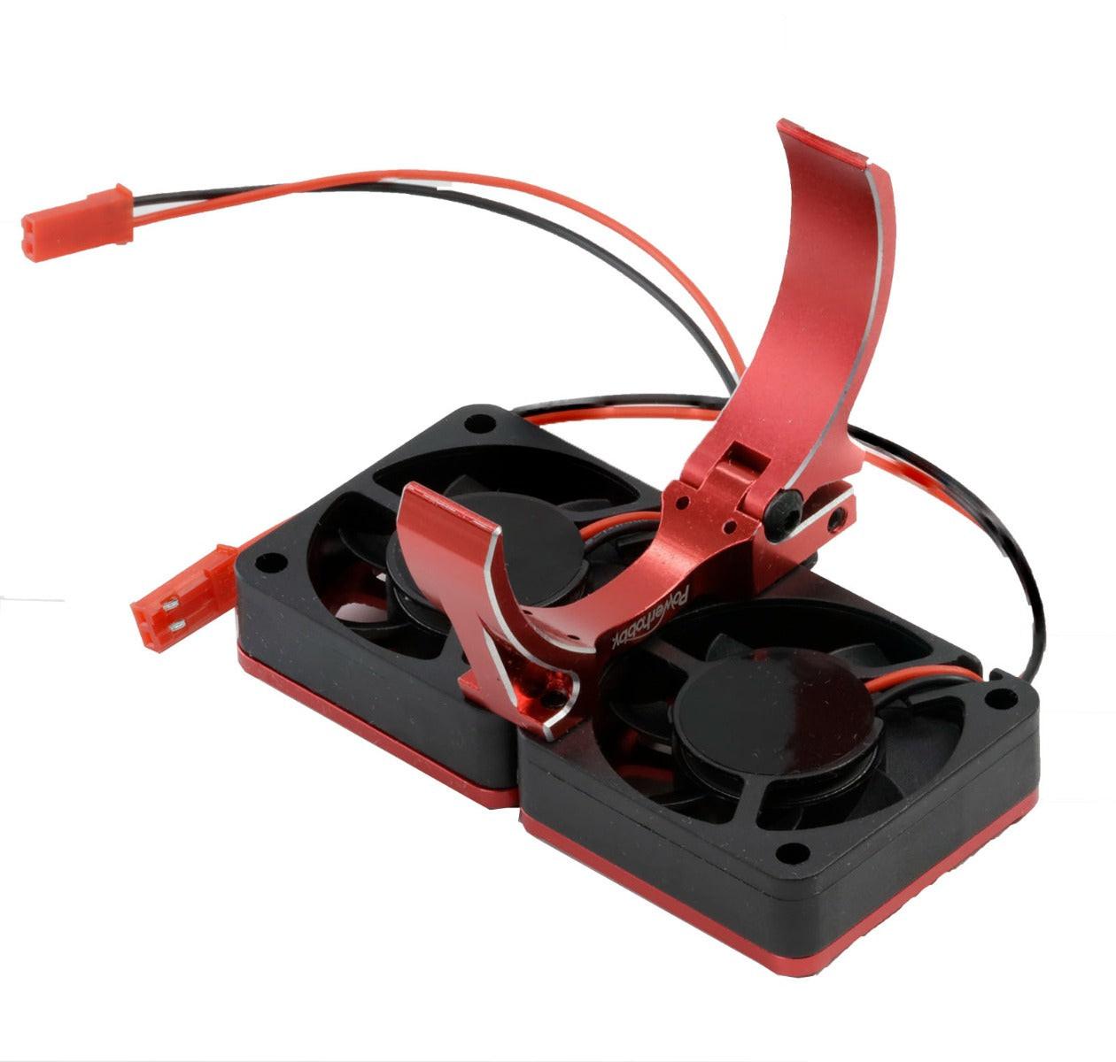 Powerhobby Aluminum Dual High Speed Cooling Fans RED FOR 1/5 Motor - PowerHobby