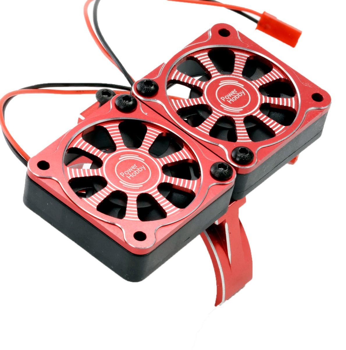 Powerhobby Aluminum Dual High Speed Cooling Fans RED FOR 1/5 Motor - PowerHobby