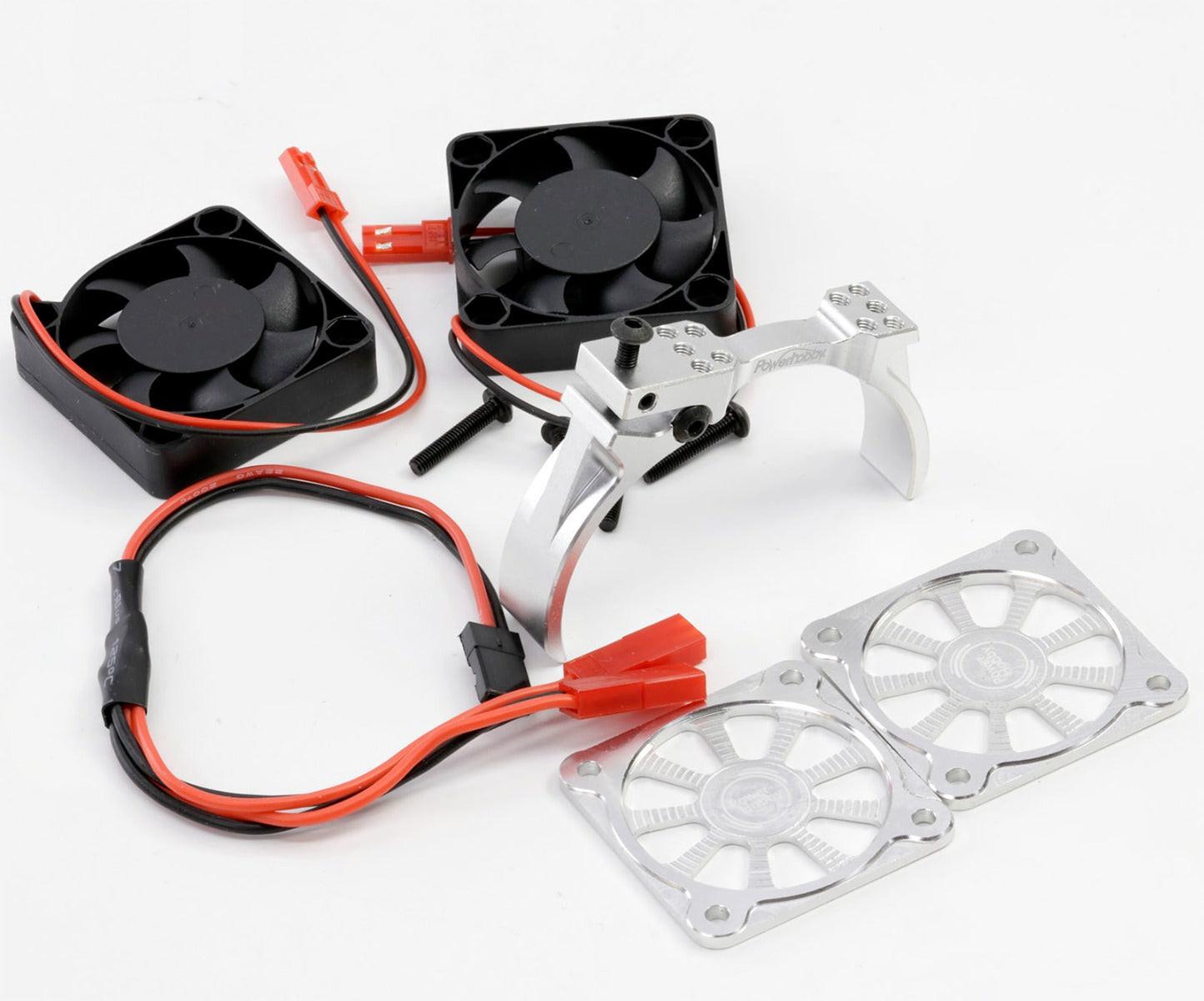Powerhobby Aluminum Dual High Speed Cooling Fans Blue FOR 1/5 Motor - PowerHobby