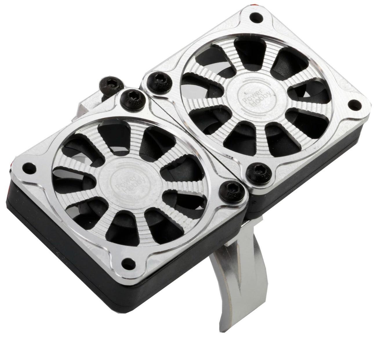 Powerhobby Aluminum Dual High Speed Cooling Fans Blue FOR 1/5 Motor - PowerHobby