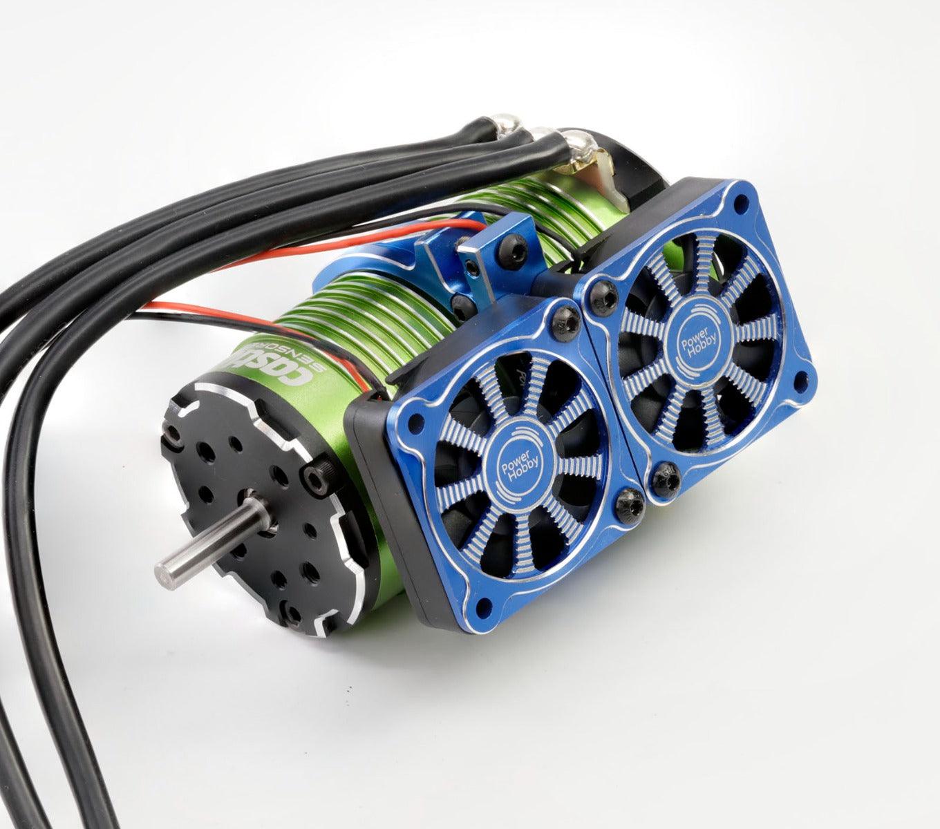 Powerhobby 1/8 Aluminum Heatsink 40mm Dual High Speed Cooling Fans w/Cover Silver - PowerHobby