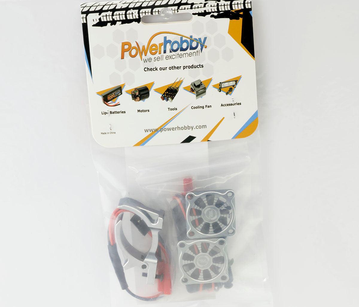 Powerhobby 1/8 Aluminum Heatsink High Speed 30mm Twin Turbo Cooling Fans 28K Gunmetal - PowerHobby