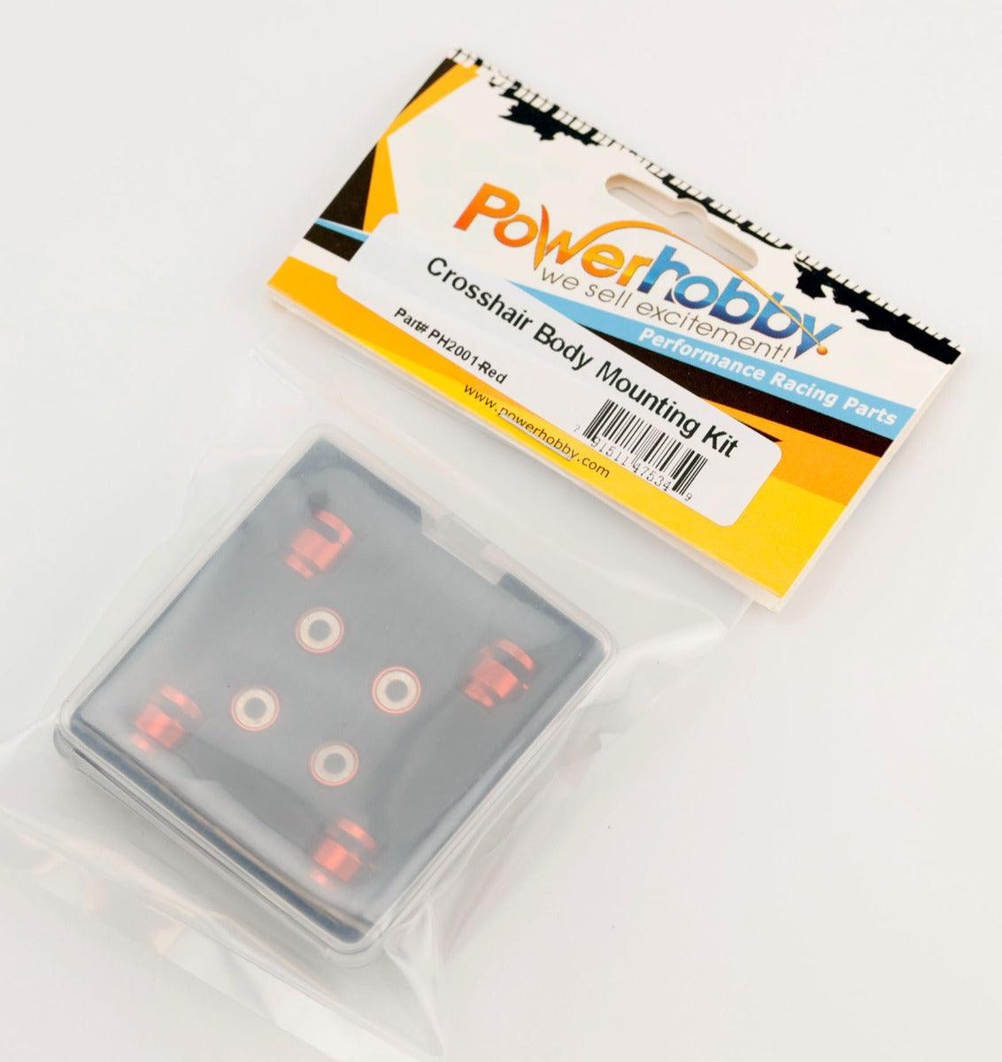 Powerhobby 1/10 Car Crosshair Magnetic Body Mount / Mounting Kit On-Road Red - PowerHobby