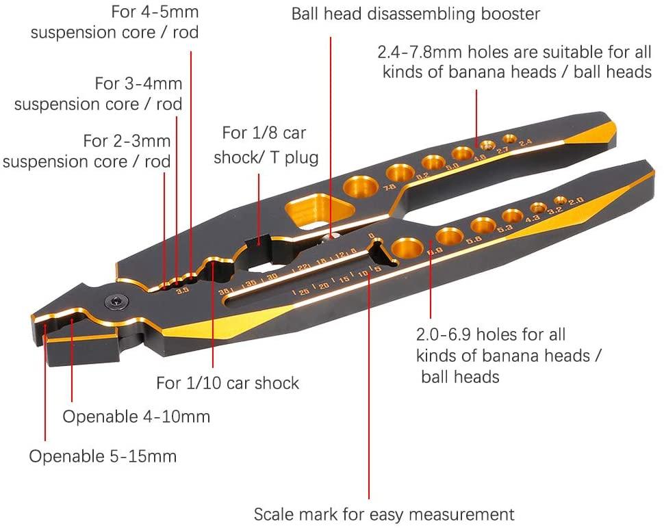Powerhobby RC Aluminum Multi-function Plier Tool Shock Shaft Rod Ball Clamp - PowerHobby