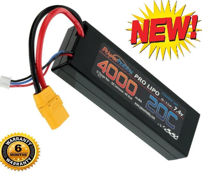 PowerHobby 2S 7.4V 4000mAh 20C Lipo Battery Pack w XT90 Plug Hard Case - PowerHobby